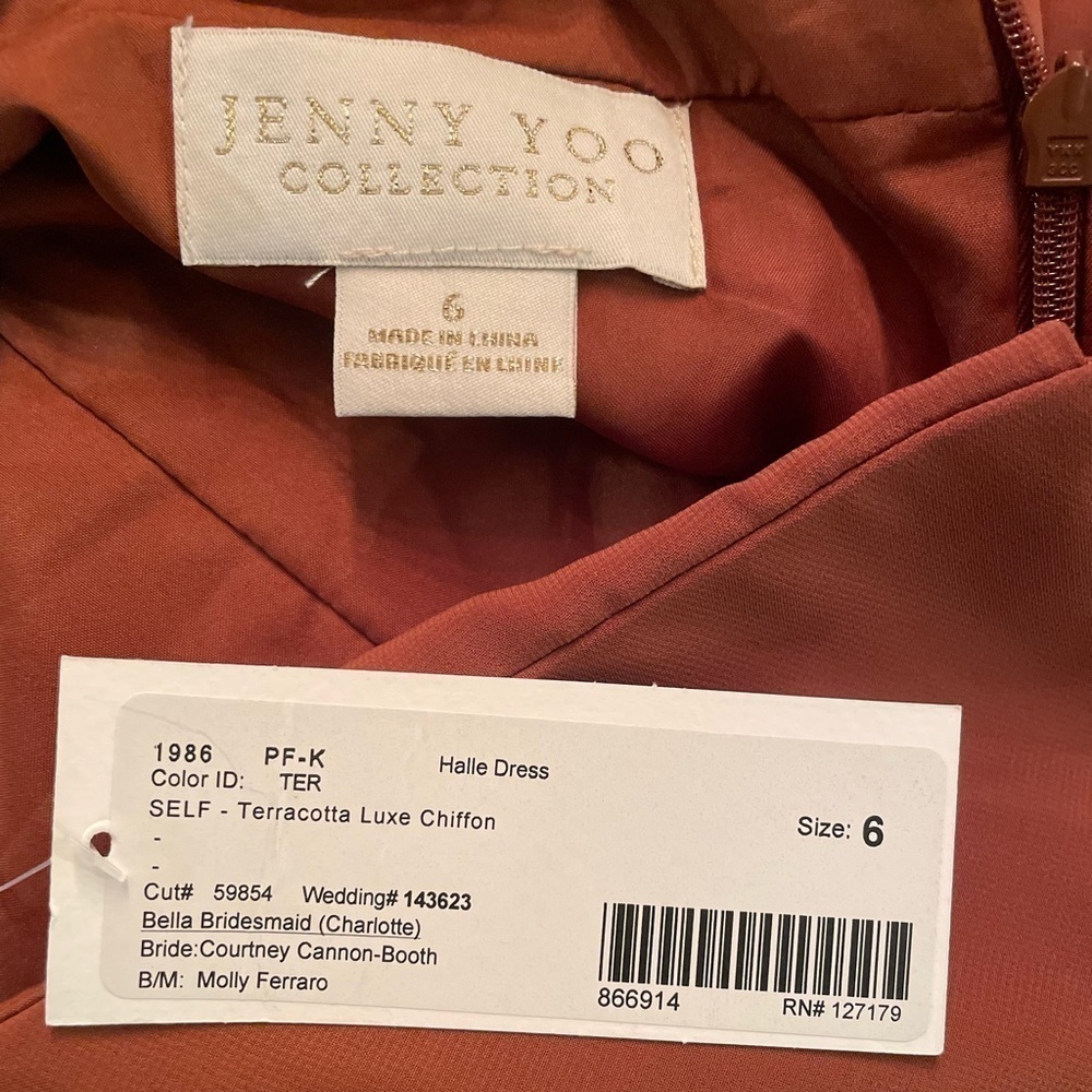 NEW Jenny Yoo "Halle" Halter Bridesmaid Dress in Terracotta Luxe Chifon size 6 - Picture 2 of 15